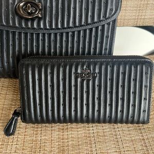 Coach Quilted Rivet Studded Parker Shoulder Bag & Wallet Set